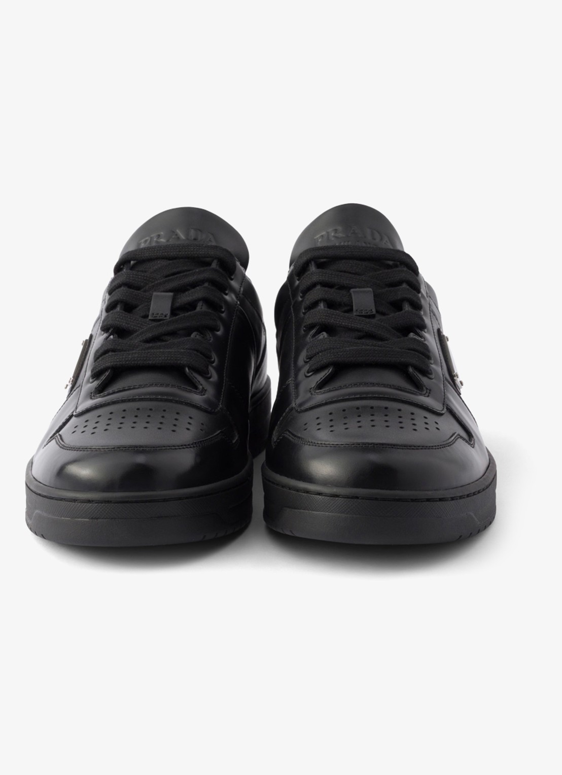 Prada Downtown sneaker van leer met logo - detail 4 zwart