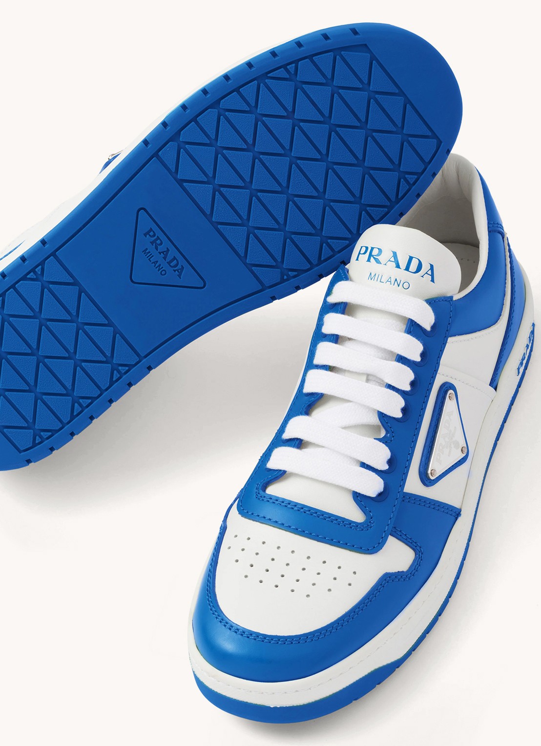 Prada Downtown sneaker van leer - detail 4 blauw