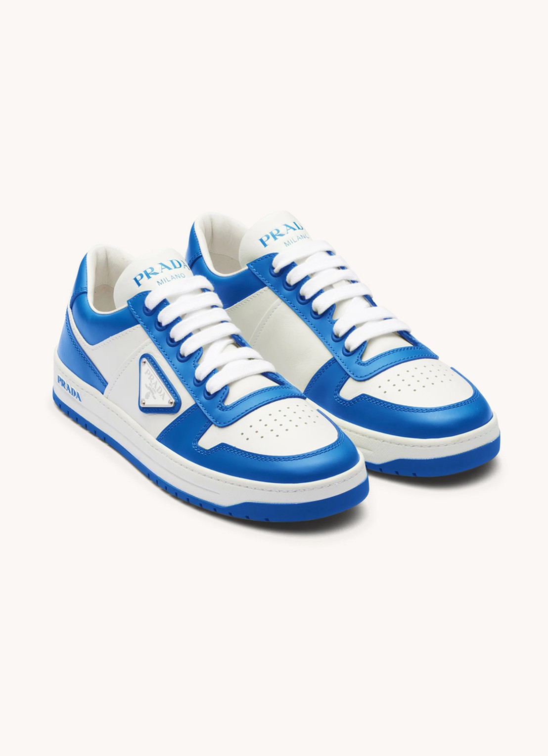 Prada Downtown sneaker van leer - voorkant blauw