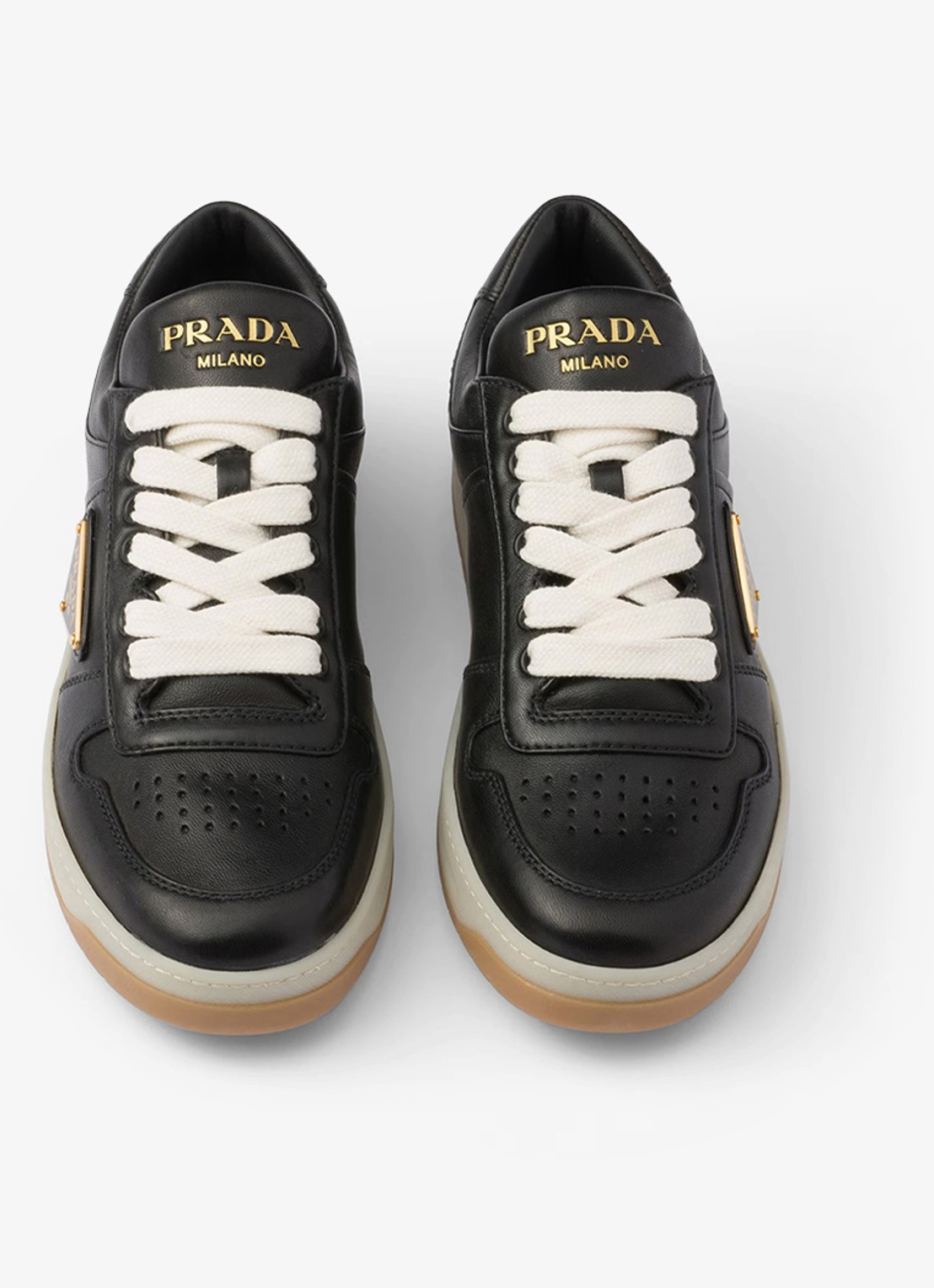 Prada Downtown sneaker van leer  - detail 3 zwart
