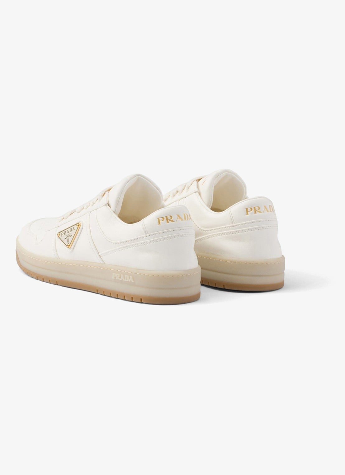 Prada Downtown sneaker van leer  - achterkant 5 gebroken wit