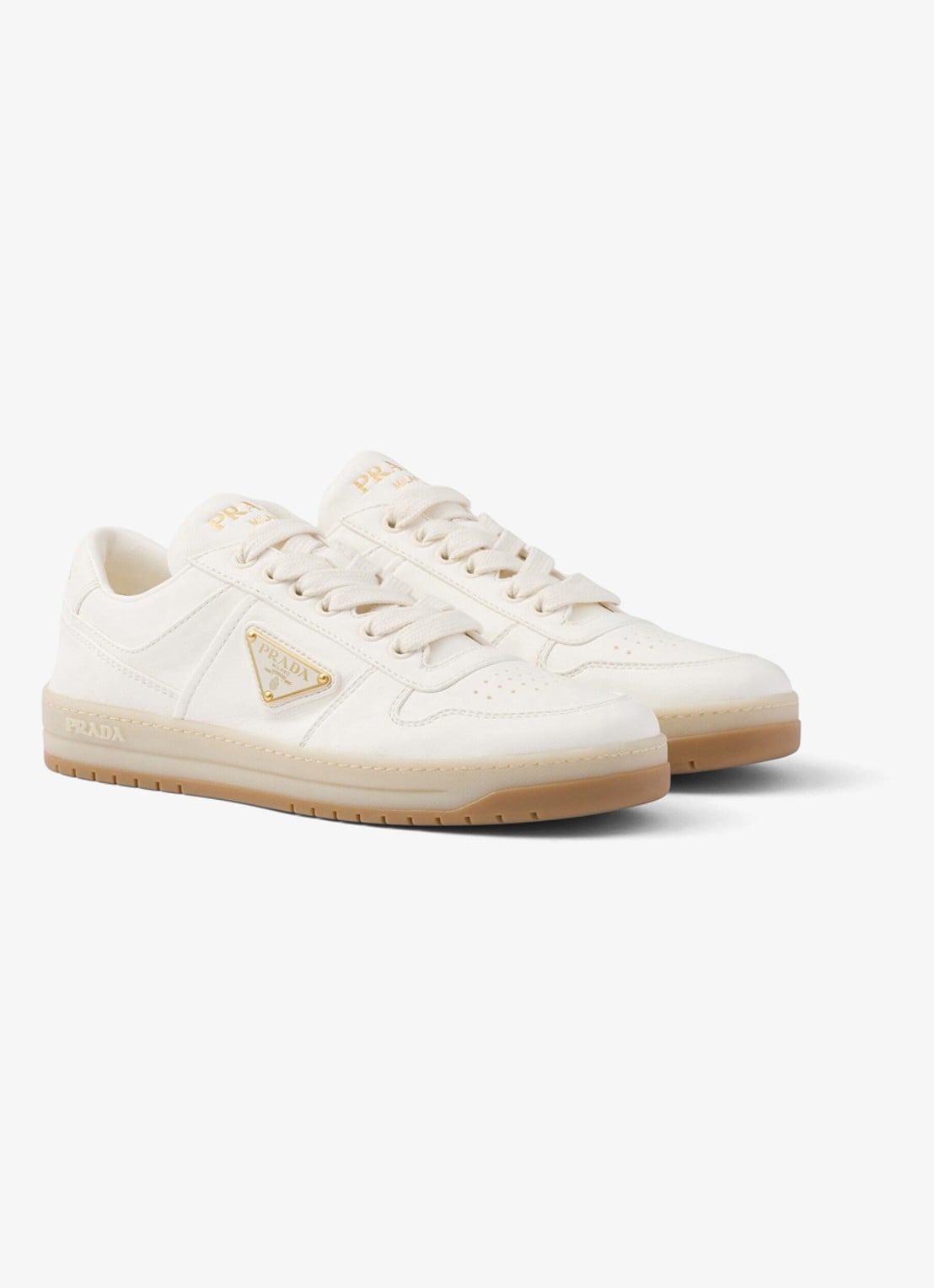 Prada Downtown sneaker van leer  - detail 9 gebroken wit