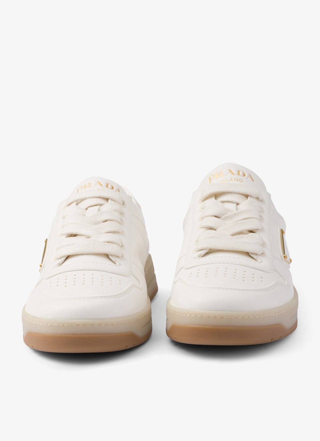 Prada Downtown sneaker van leer  - detail 10 gebroken wit