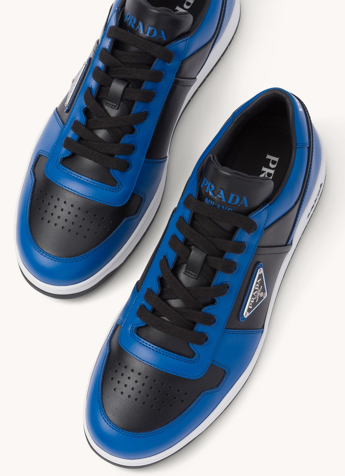 Prada Downtown sneaker van leer - detail 6 blauw