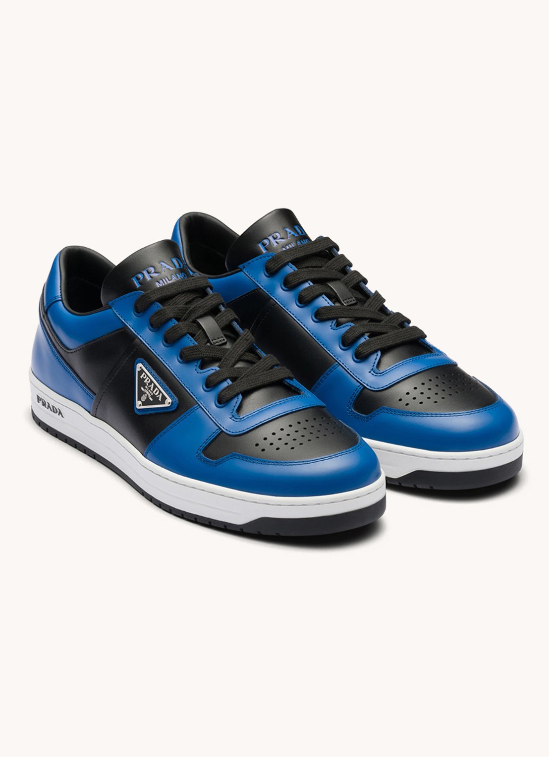 Prada Downtown sneaker van leer - voorkant blauw