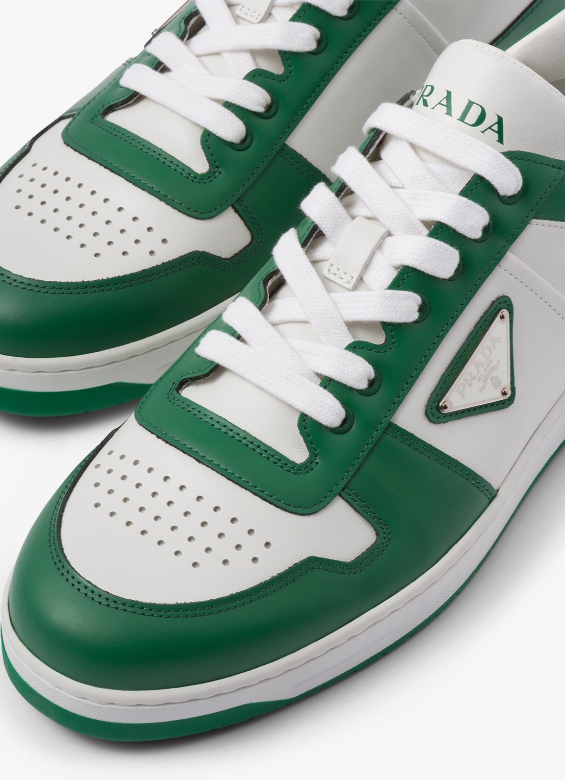 Prada Downtown sneaker van leer - detail 6 groen
