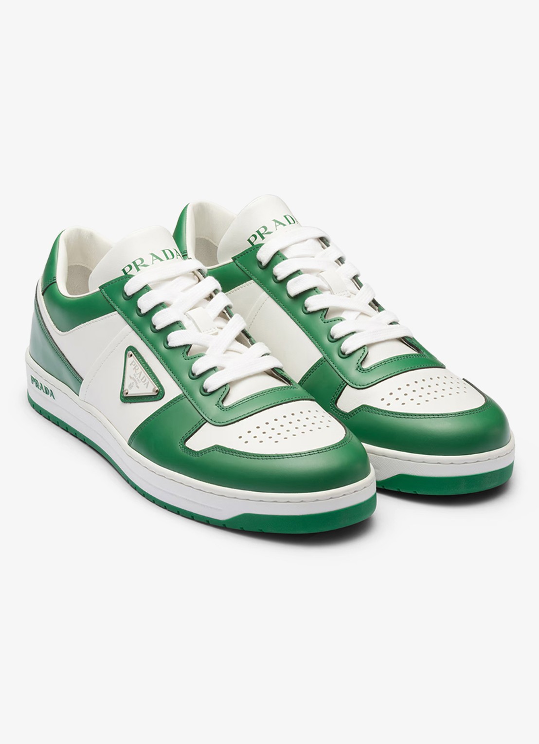 Prada Downtown sneaker van leer - voorkant groen