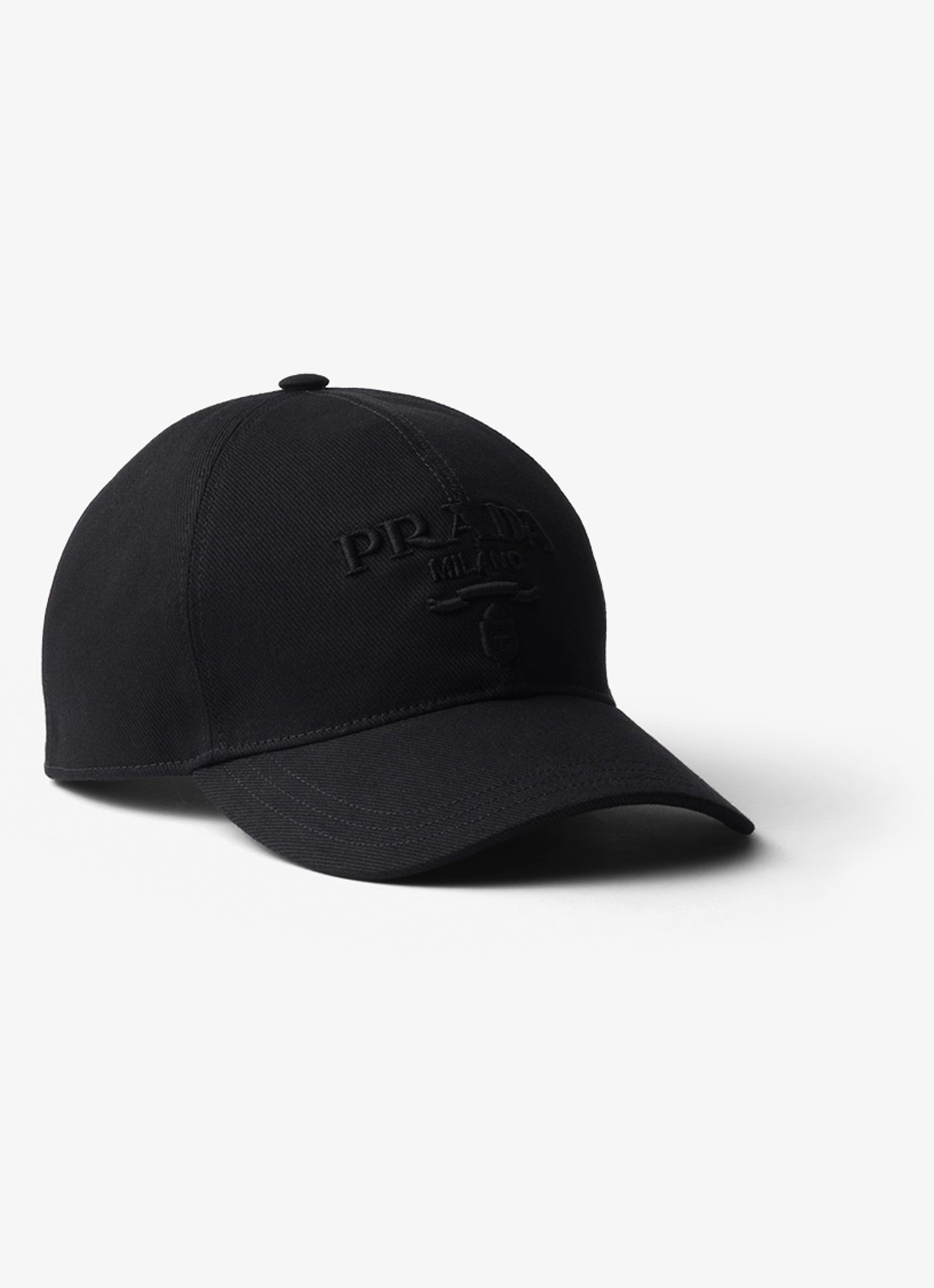 Prada Drill baseball pet met logo - voorkant zwart