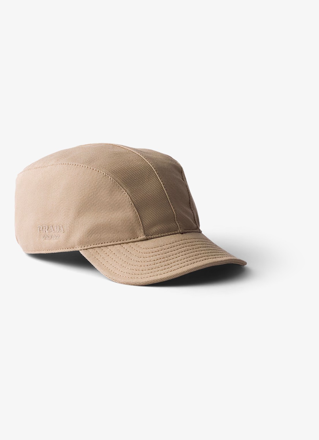 Prada Drill baseball pet met logoborduring - voorkant beige