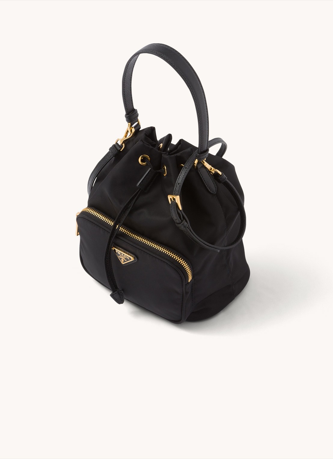 Prada Duet Re-Nylon handtas met leren details - achterkant 3 zwart