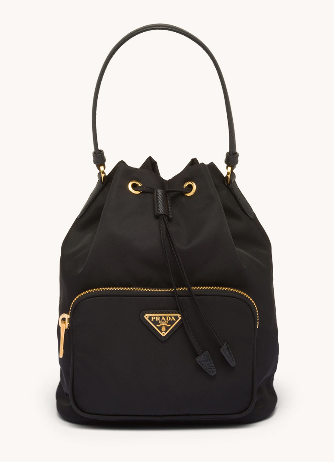 Prada Duet Re-Nylon handtas met leren details - voorkant zwart