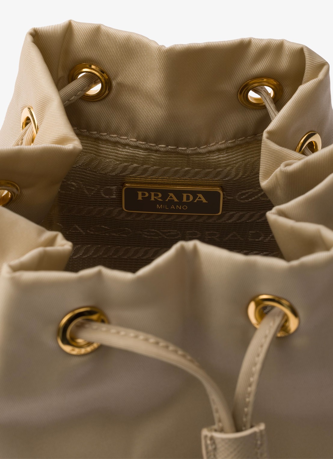 Prada Duet Re-Nylon handtas met leren details - detail 4 beige
