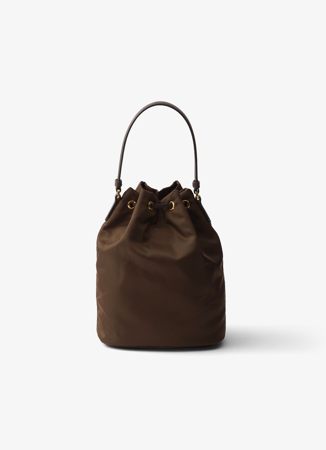 Prada Duet Re-Nylon handtas met leren details - achterkant 3 donkerbruin