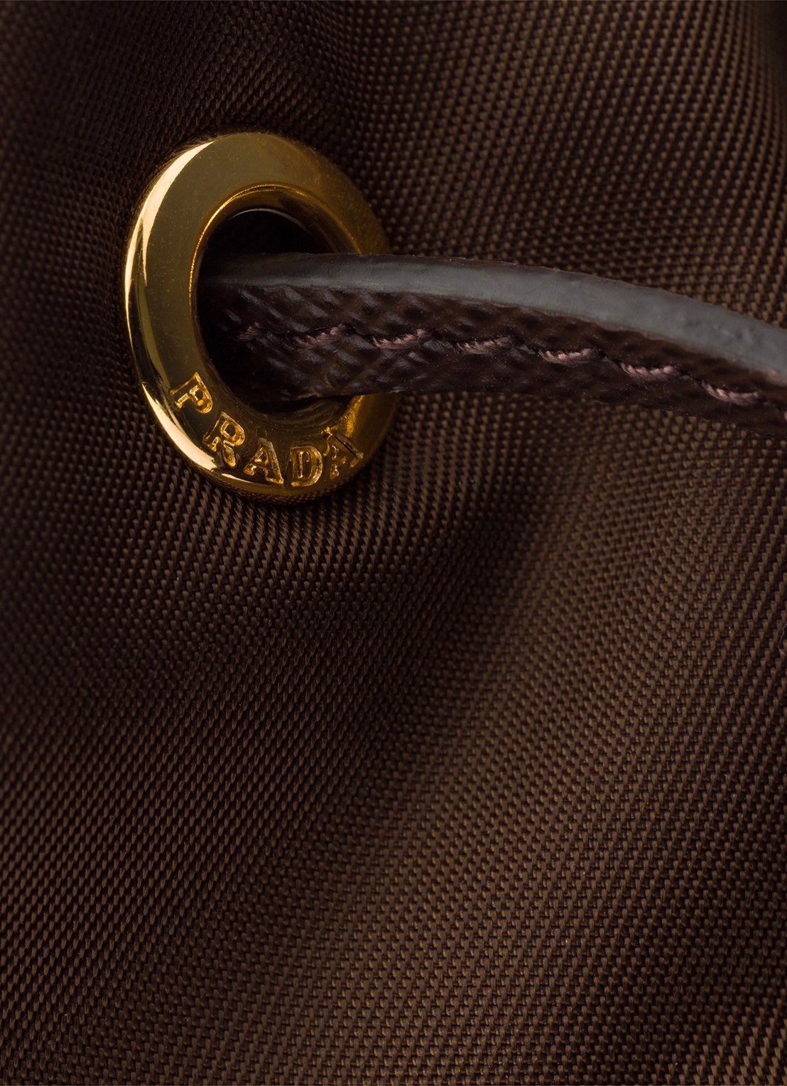 Prada Duet Re-Nylon handtas met leren details - detail 4 donkerbruin