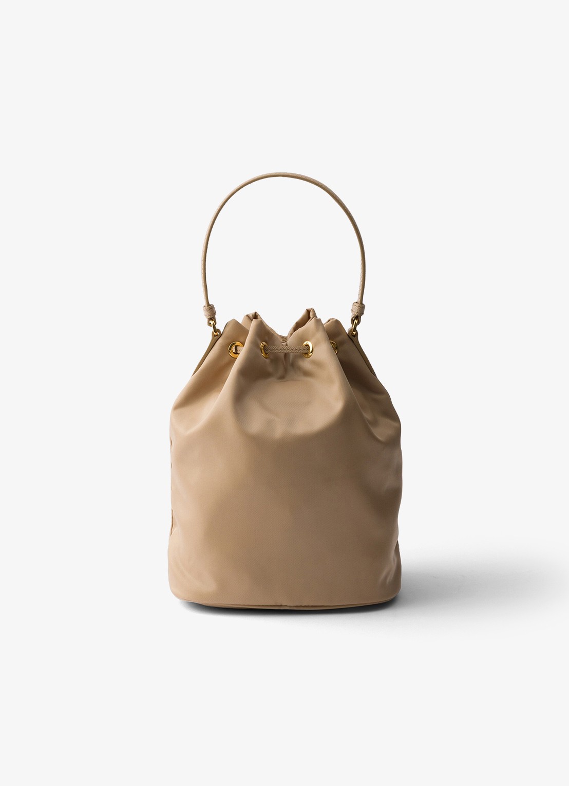 Prada Duet Re-Nylon handtas met leren details - achterkant lichtbruin