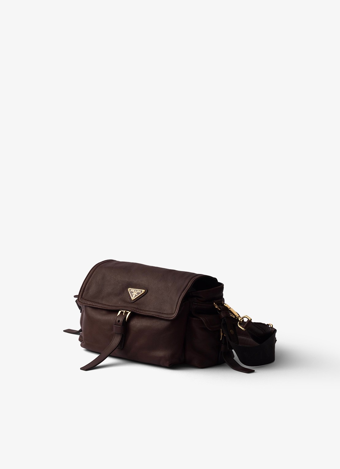 Prada Explore Medium schoudertas van lamsleer - voorkant 3 donkerbruin