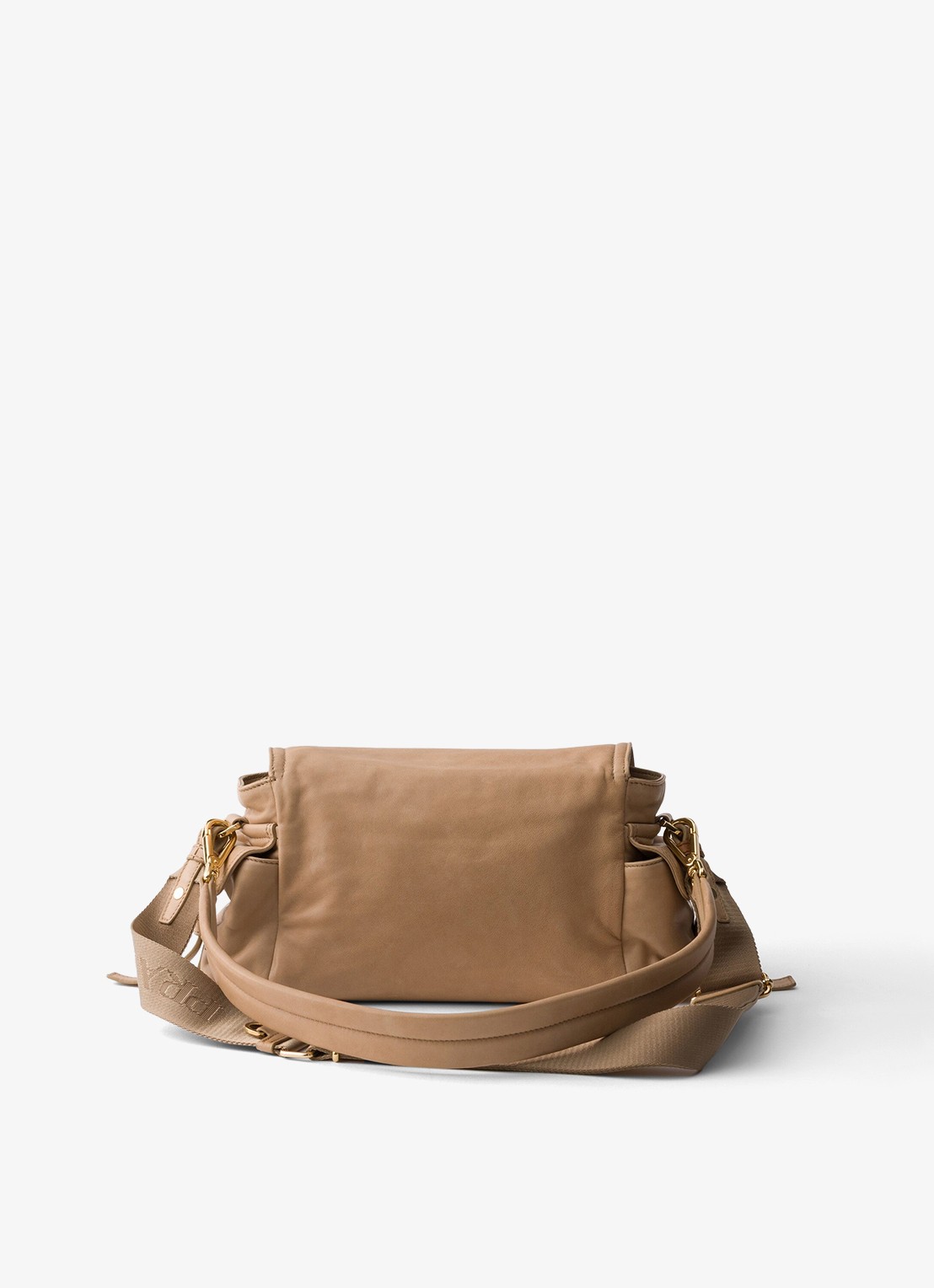 Prada Explore Medium schoudertas van lamsleer - achterkant beige
