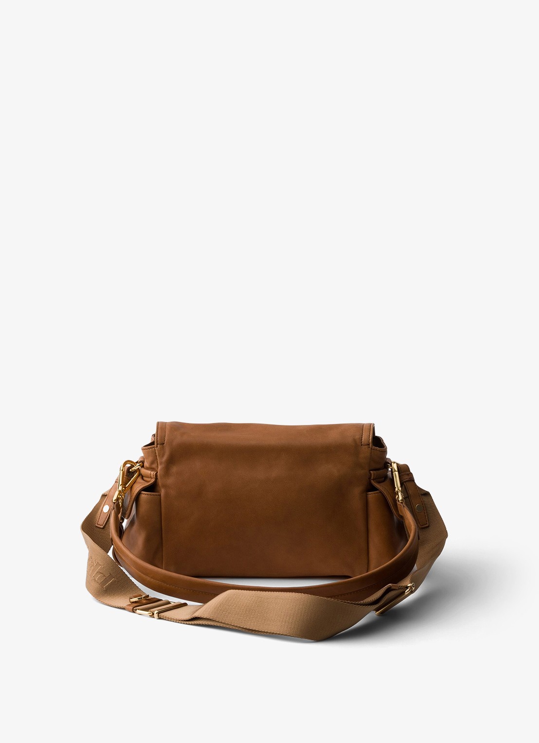 Prada Explore Medium schoudertas van lamsleer - achterkant 3 camel
