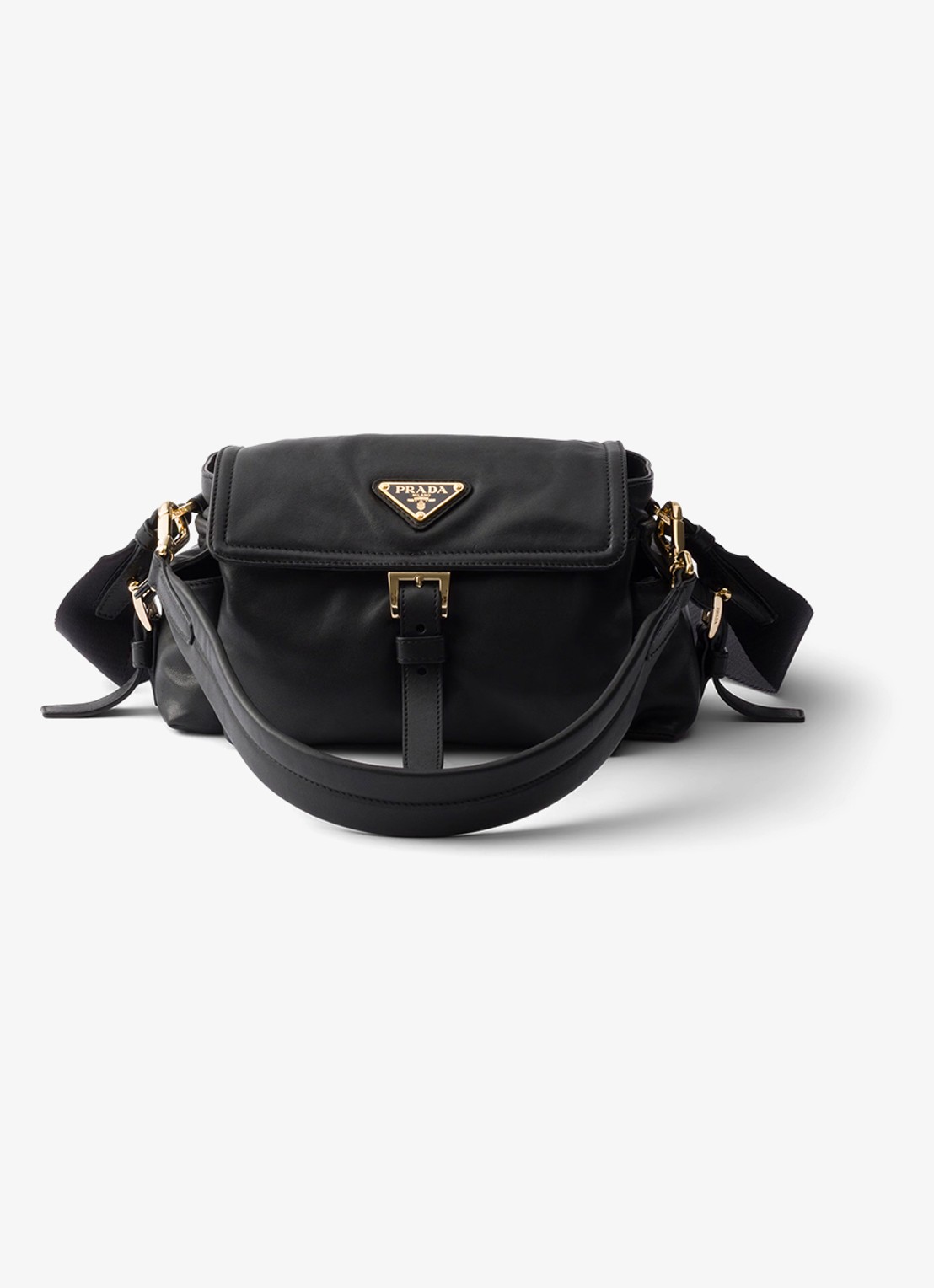 Prada Explore Mini schoudertas van lamsleer - voorkant zwart