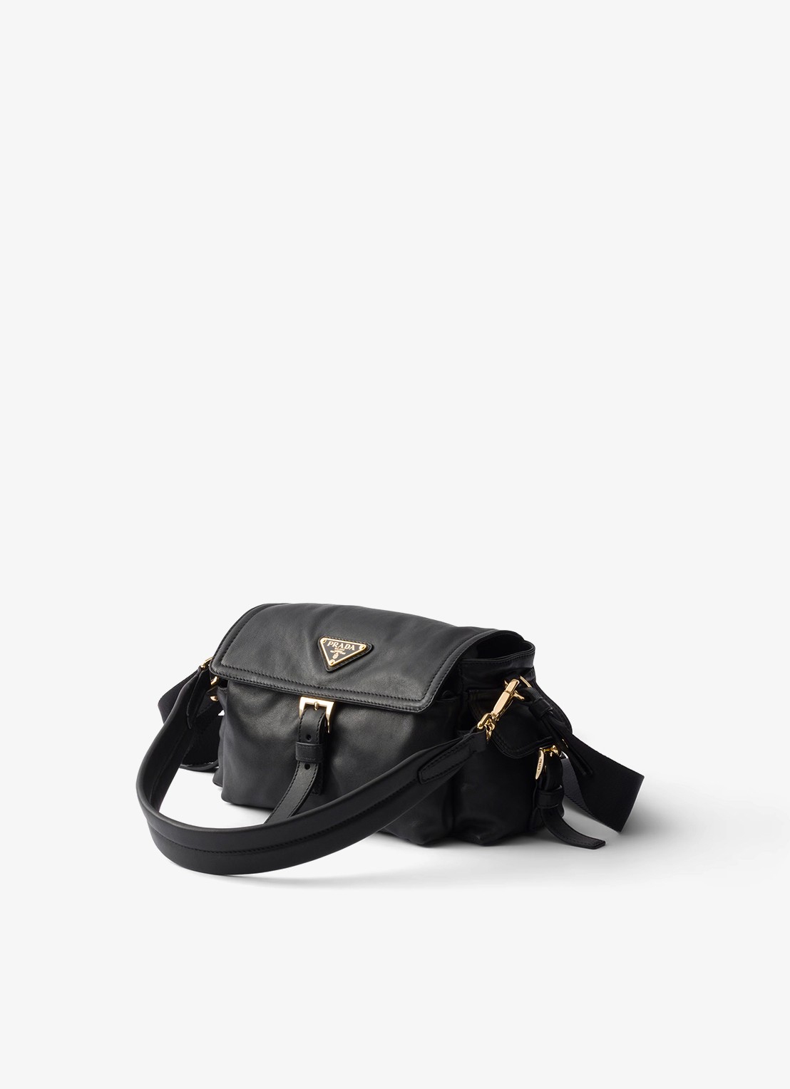 Prada Explore Mini schoudertas van lamsleer - voorkant 2 zwart