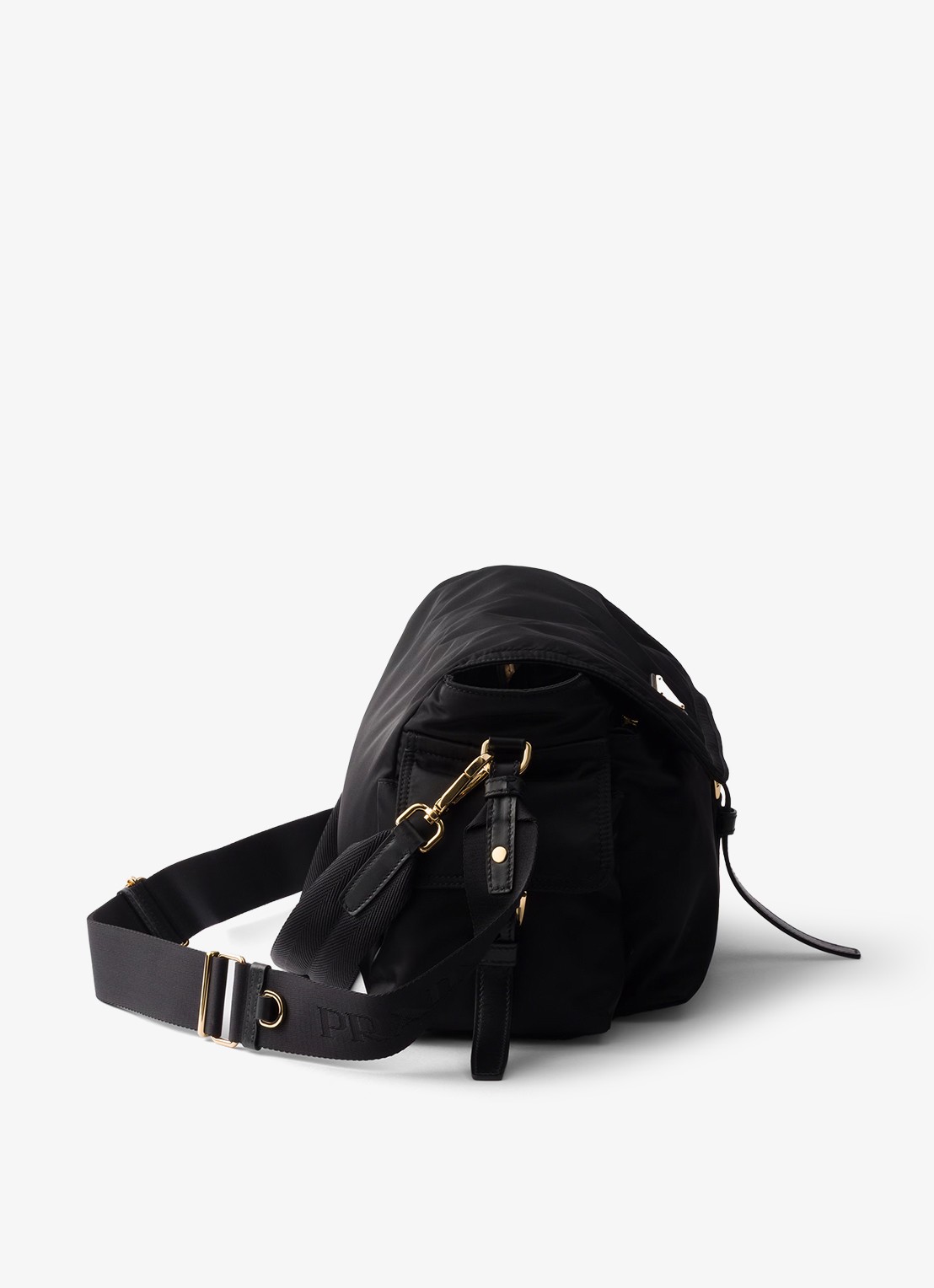 Prada Explore Re-Nylon Large schoudertas met leren details - detail zwart