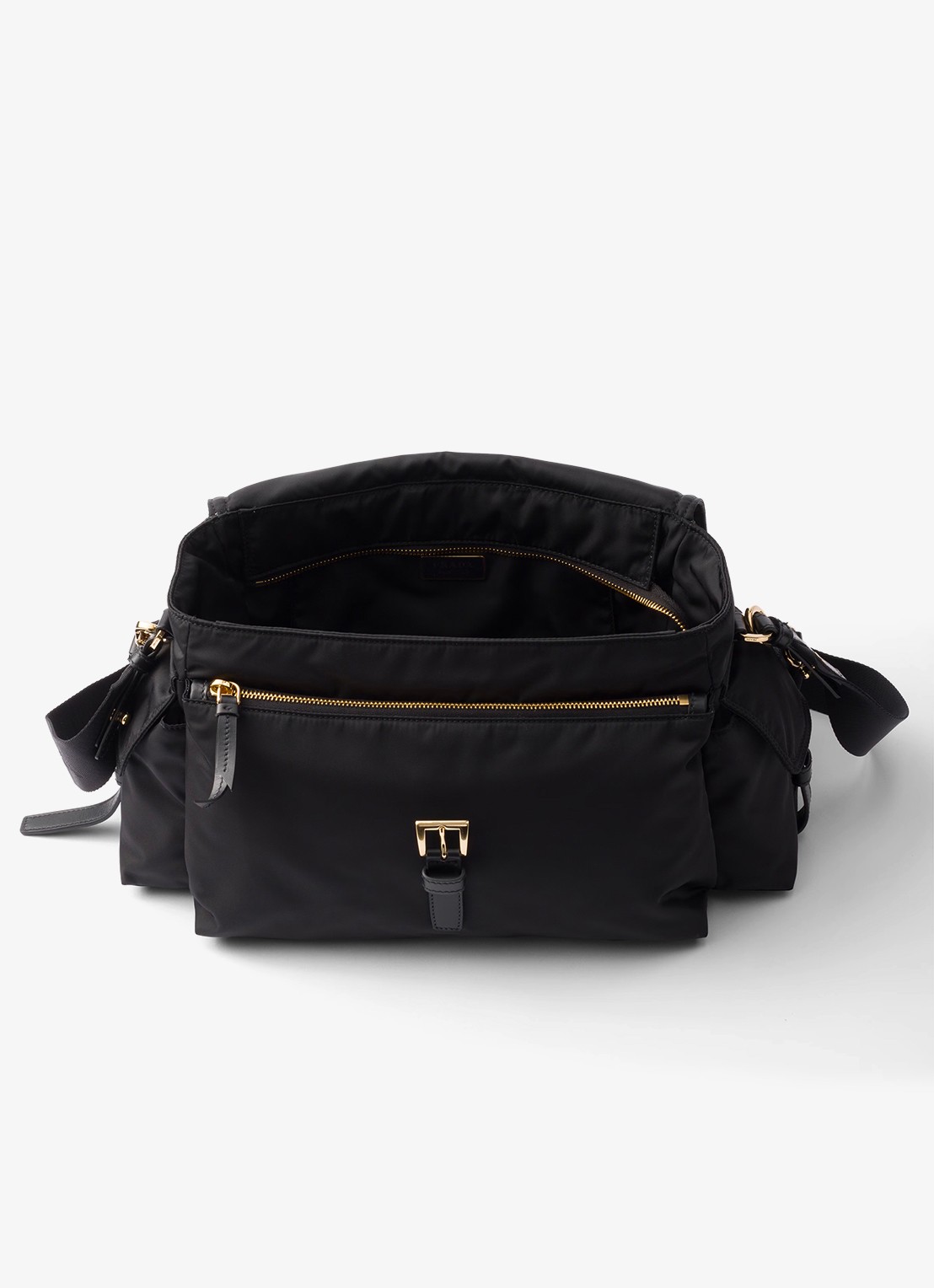 Prada Explore Re-Nylon Large schoudertas met leren details - detail 2 zwart
