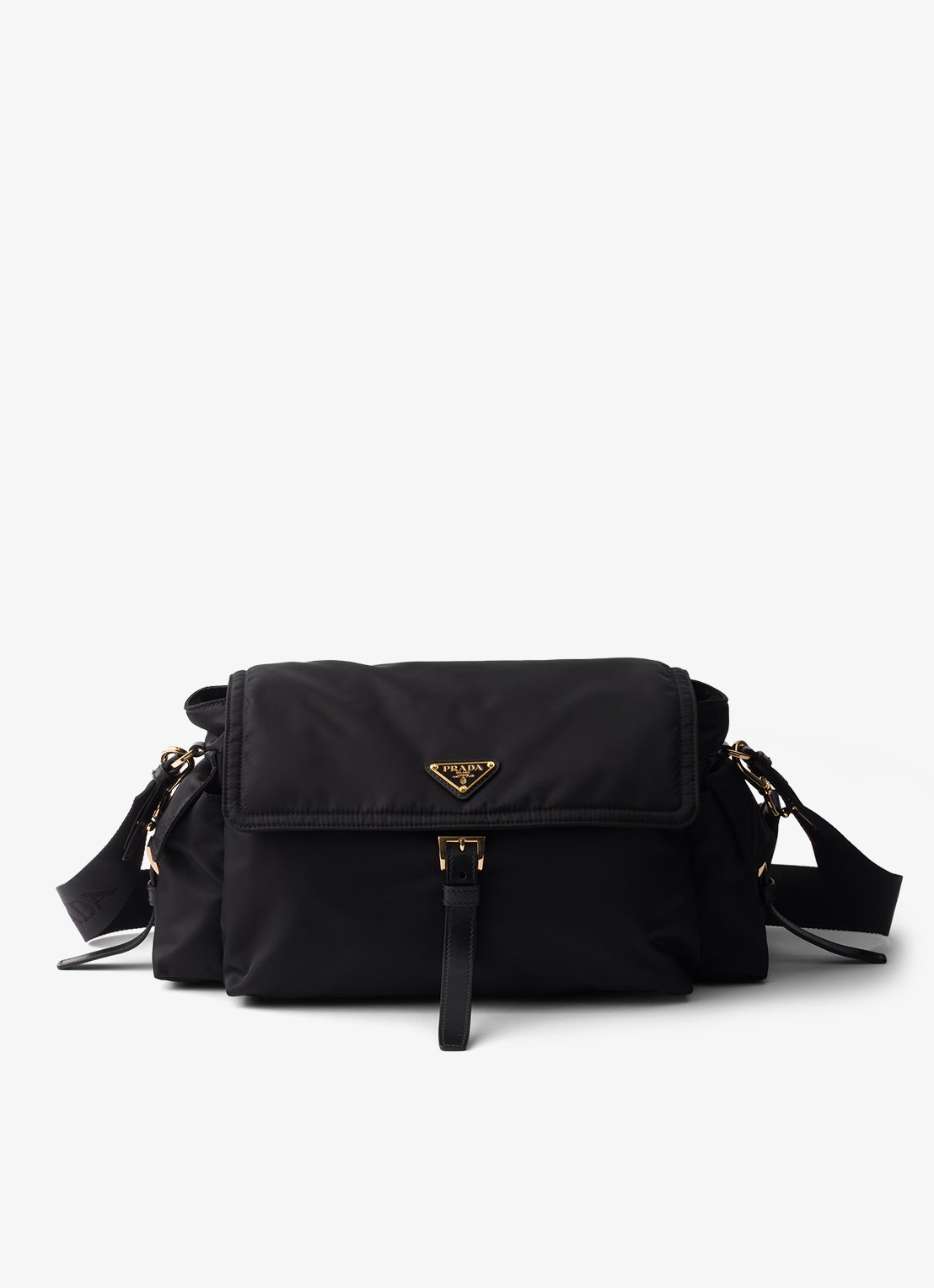 Prada Explore Re-Nylon Large schoudertas met leren details - voorkant 4 zwart