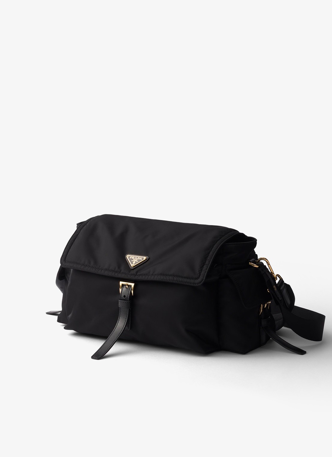 Prada Explore Re-Nylon Large schoudertas met leren details - voorkant 5 zwart