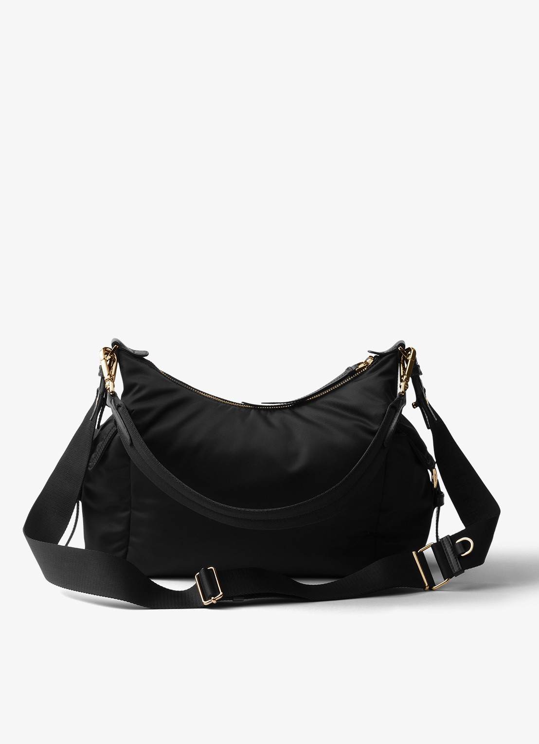 Prada Explore Re-Nylon Large schoudertas met leren details - achterkant 7 zwart
