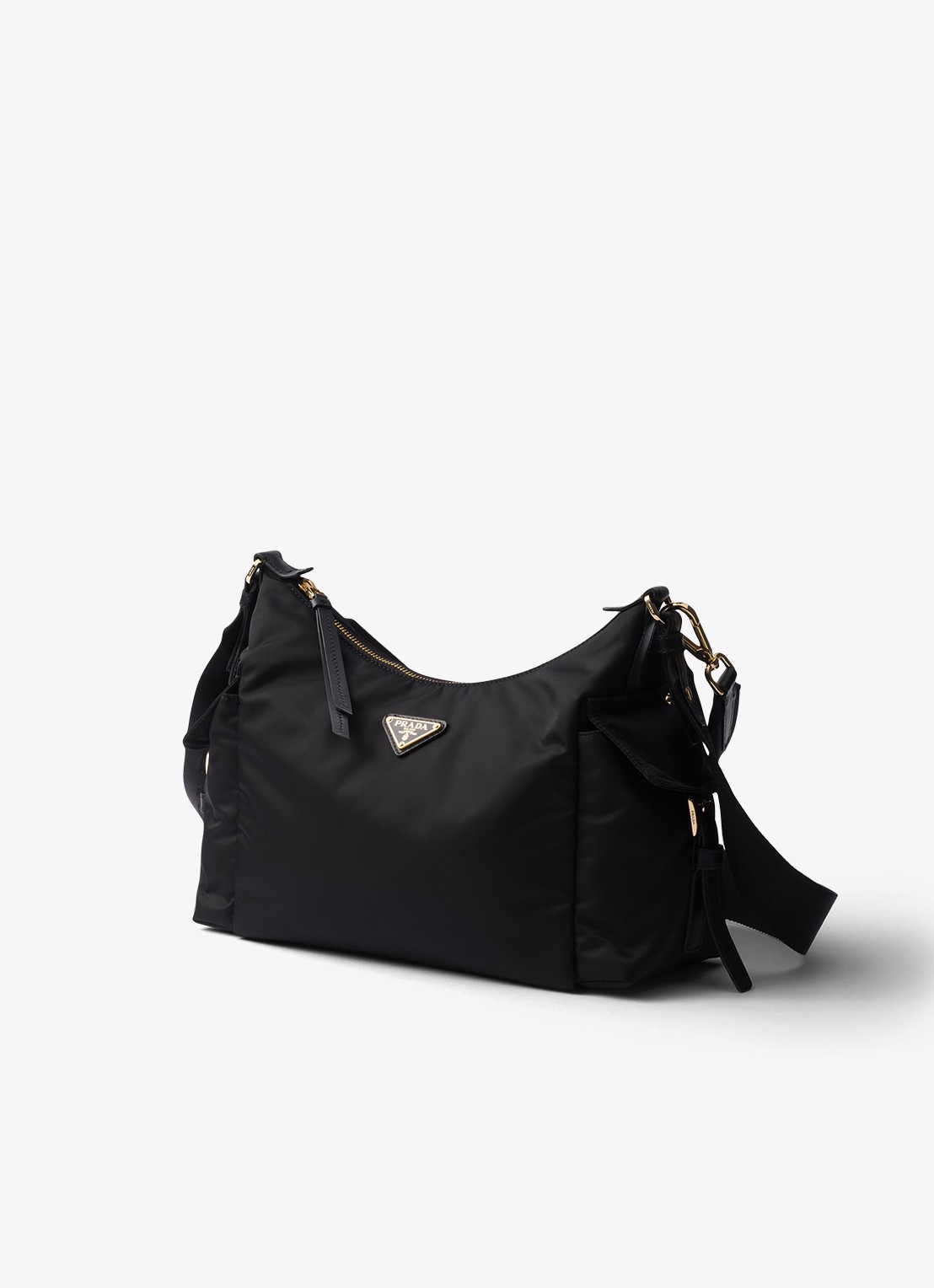 Prada Explore Re-Nylon Large schoudertas met leren details - detail 2 zwart