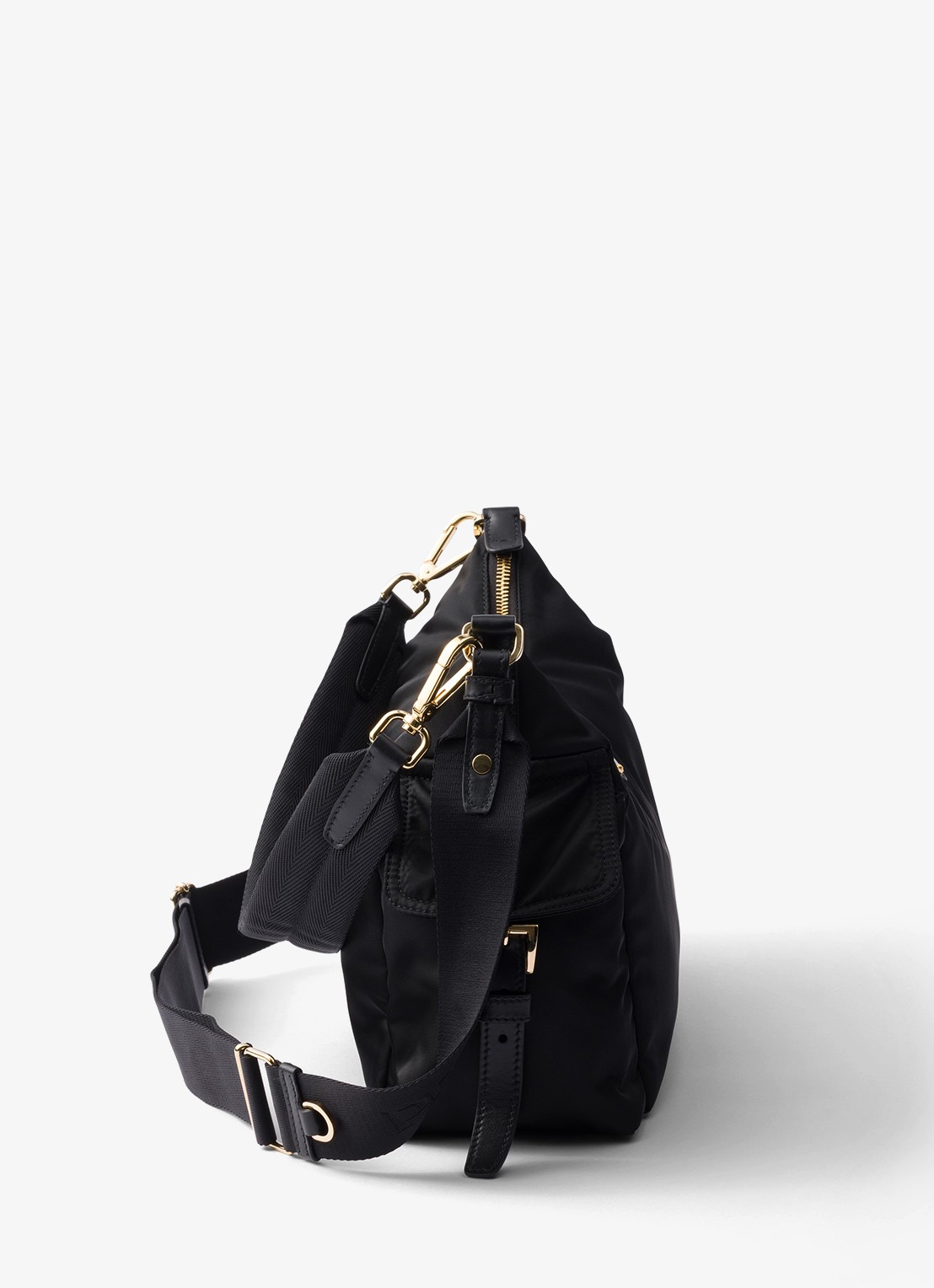 Prada Explore Re-Nylon Large schoudertas met leren details - detail 3 zwart
