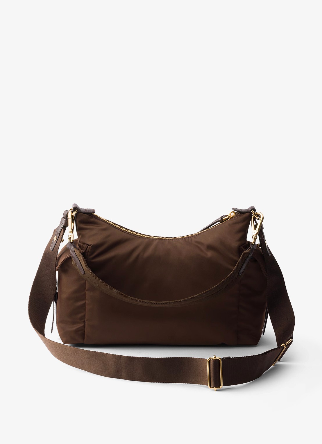 Prada Explore Re-Nylon Large schoudertas met leren details - achterkant 3 bruin