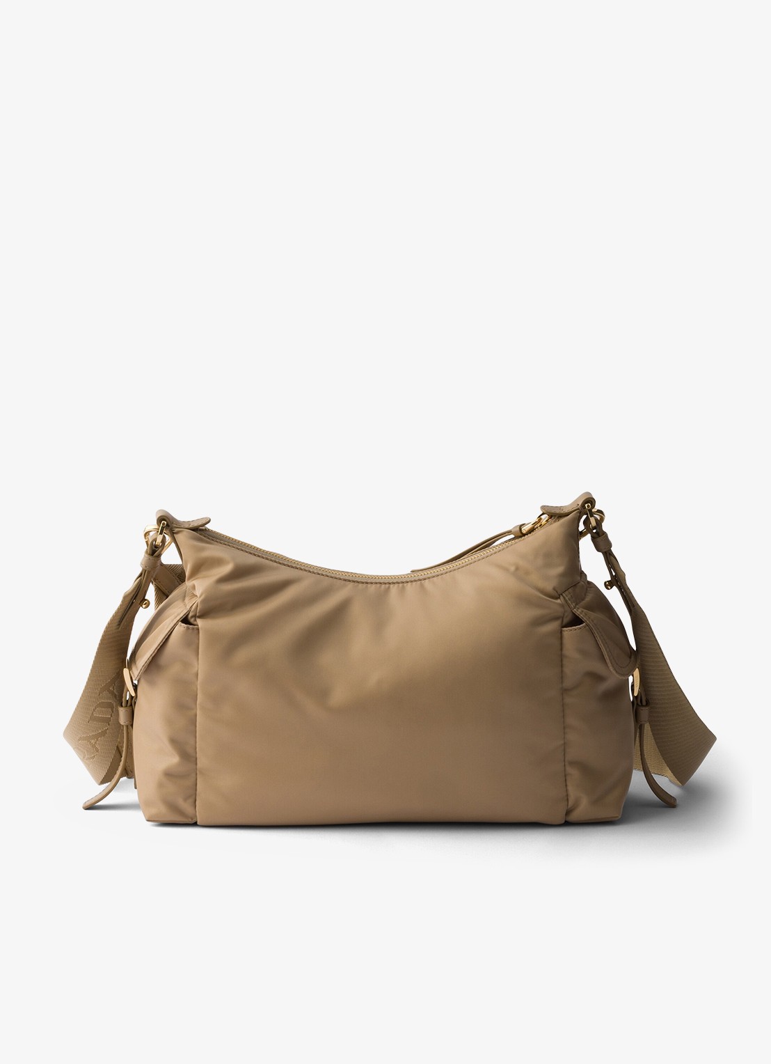 Prada Explore Re-Nylon Large schoudertas met leren details - achterkant beige