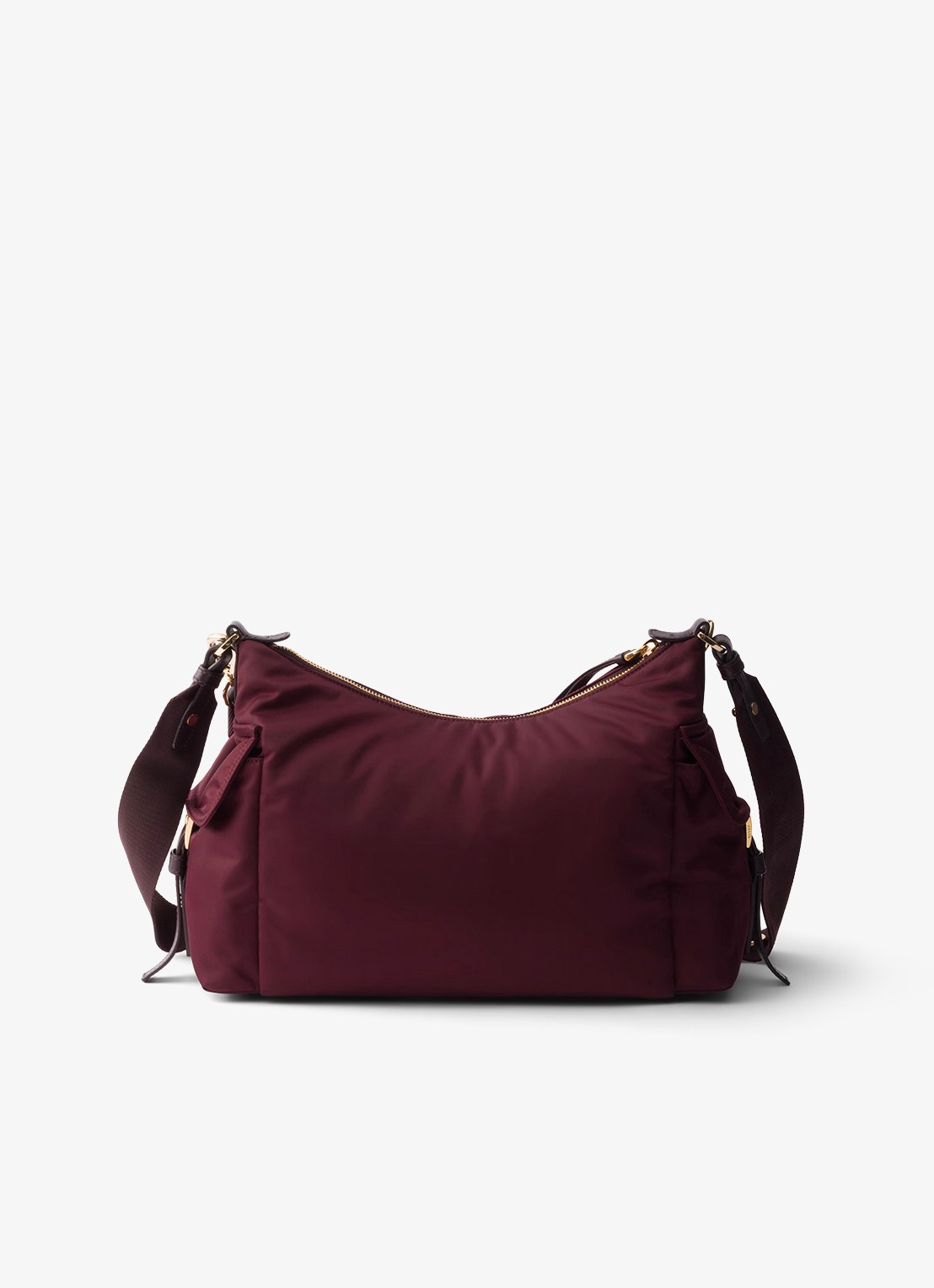 Prada Explore Re-Nylon Large schoudertas met leren details - achterkant 3 bordeauxrood