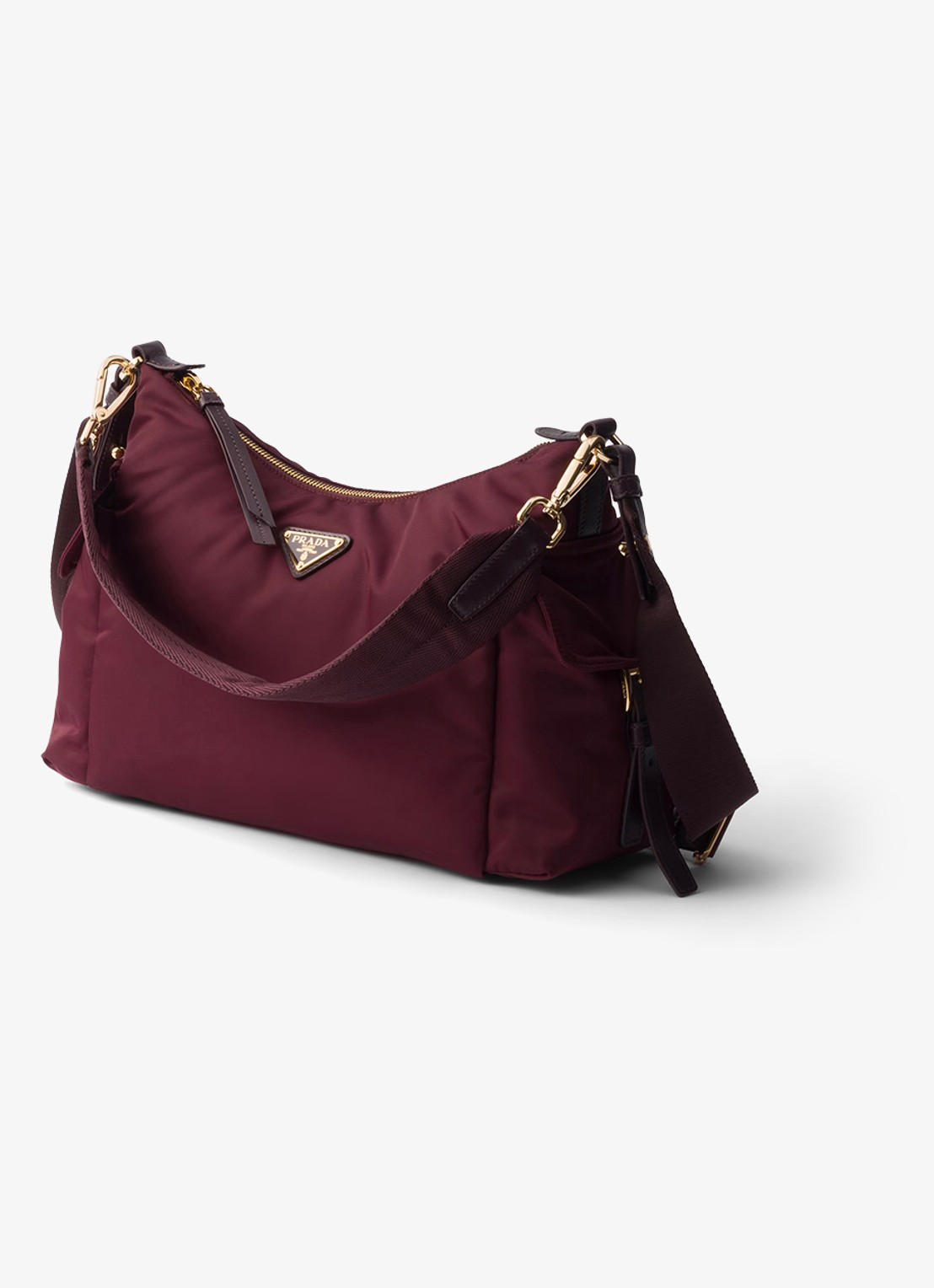 Prada Explore Re-Nylon Large schoudertas met leren details - voorkant 2 bordeauxrood
