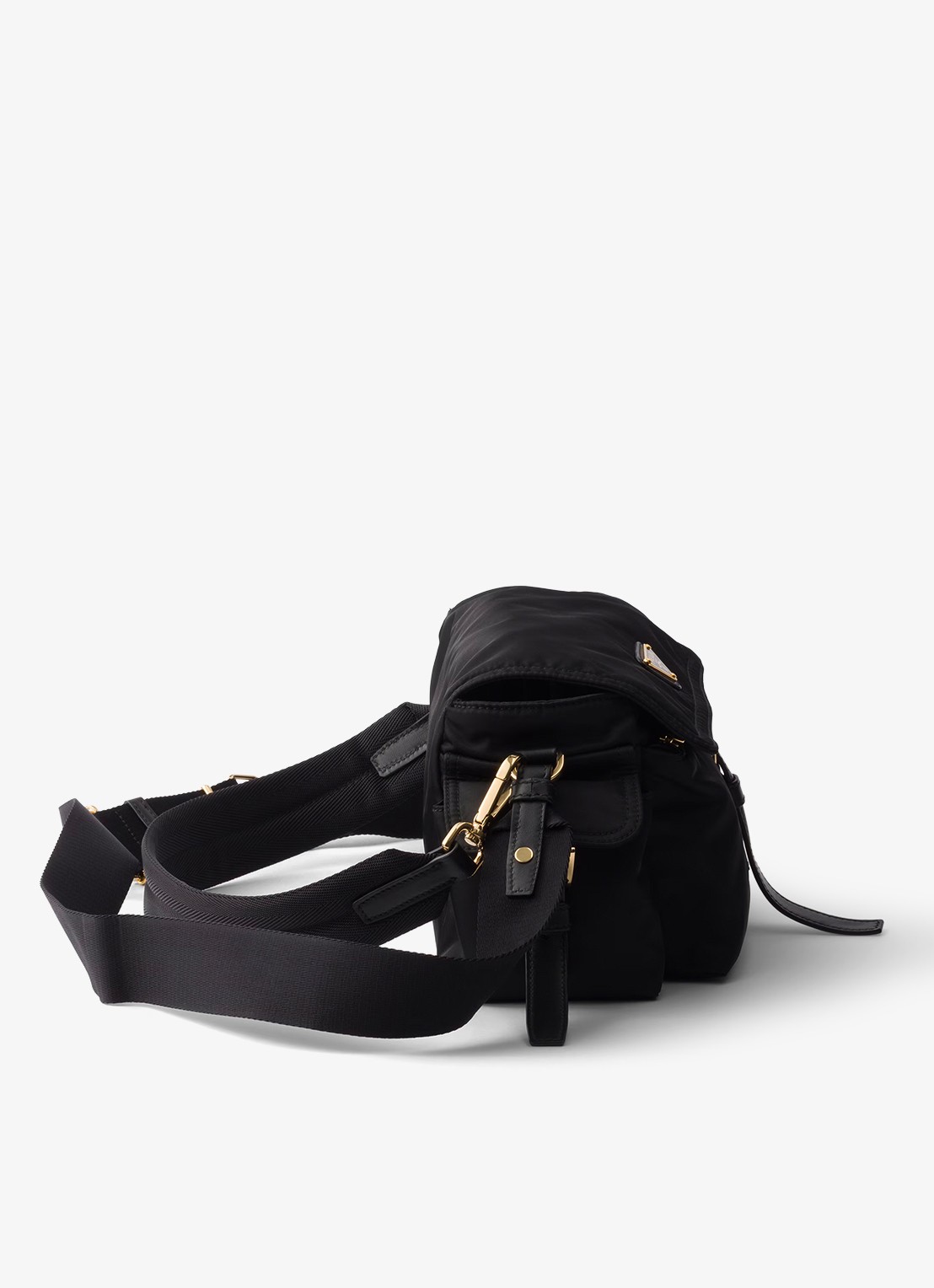 Prada Explore Re-Nylon Medium schoudertas met leren details - detail 4 zwart