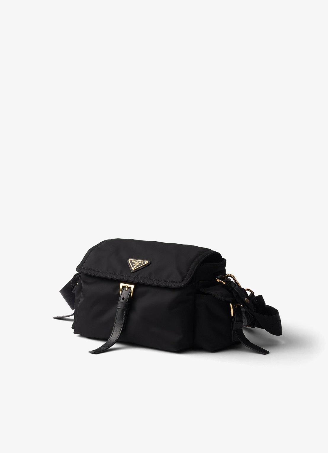 Prada Explore Re-Nylon Medium schoudertas met leren details - voorkant 3 zwart