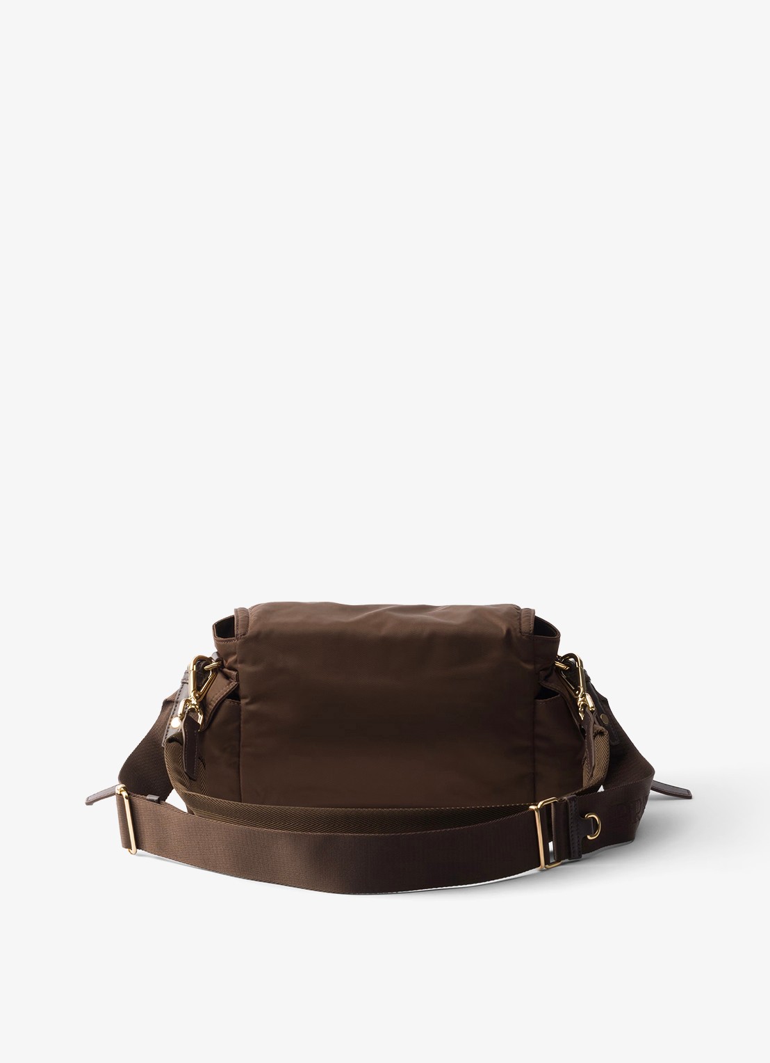 Prada Explore Re-Nylon Medium schoudertas met leren details - achterkant 3 donkerbruin