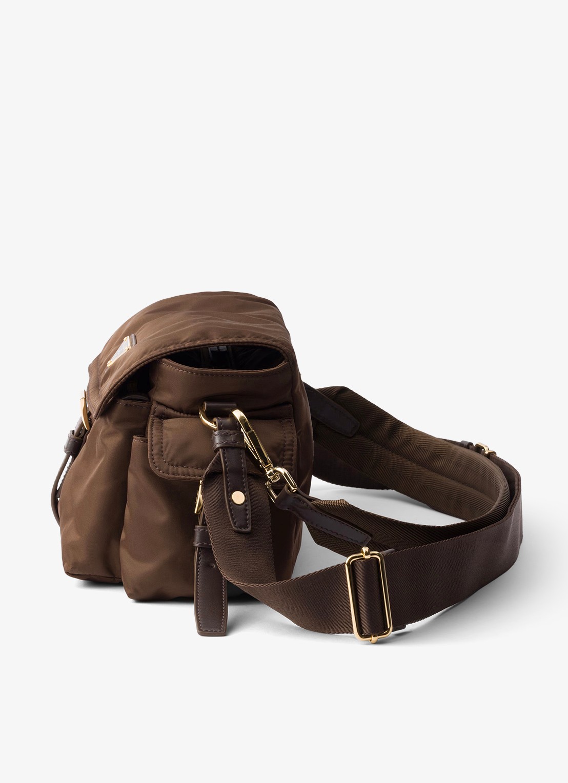 Prada Explore Re-Nylon Medium schoudertas met leren details - detail 4 donkerbruin