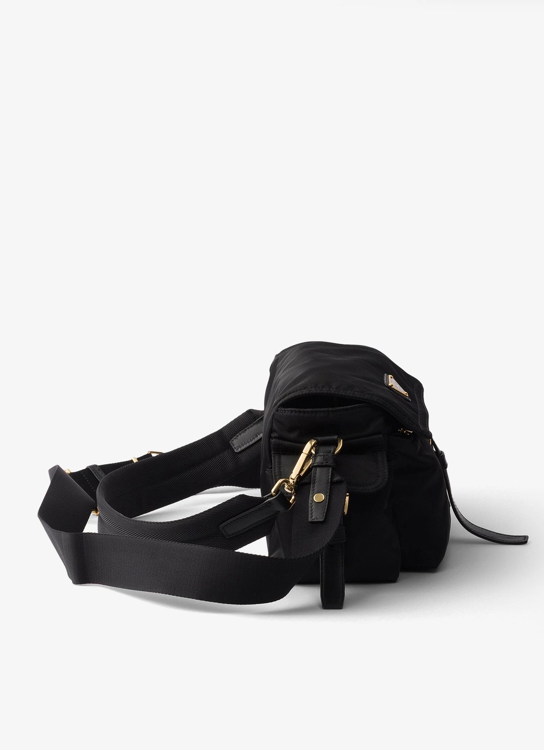 Prada Explore Re-Nylon Medium schoudertas met leren details - detail 4 diepzwart