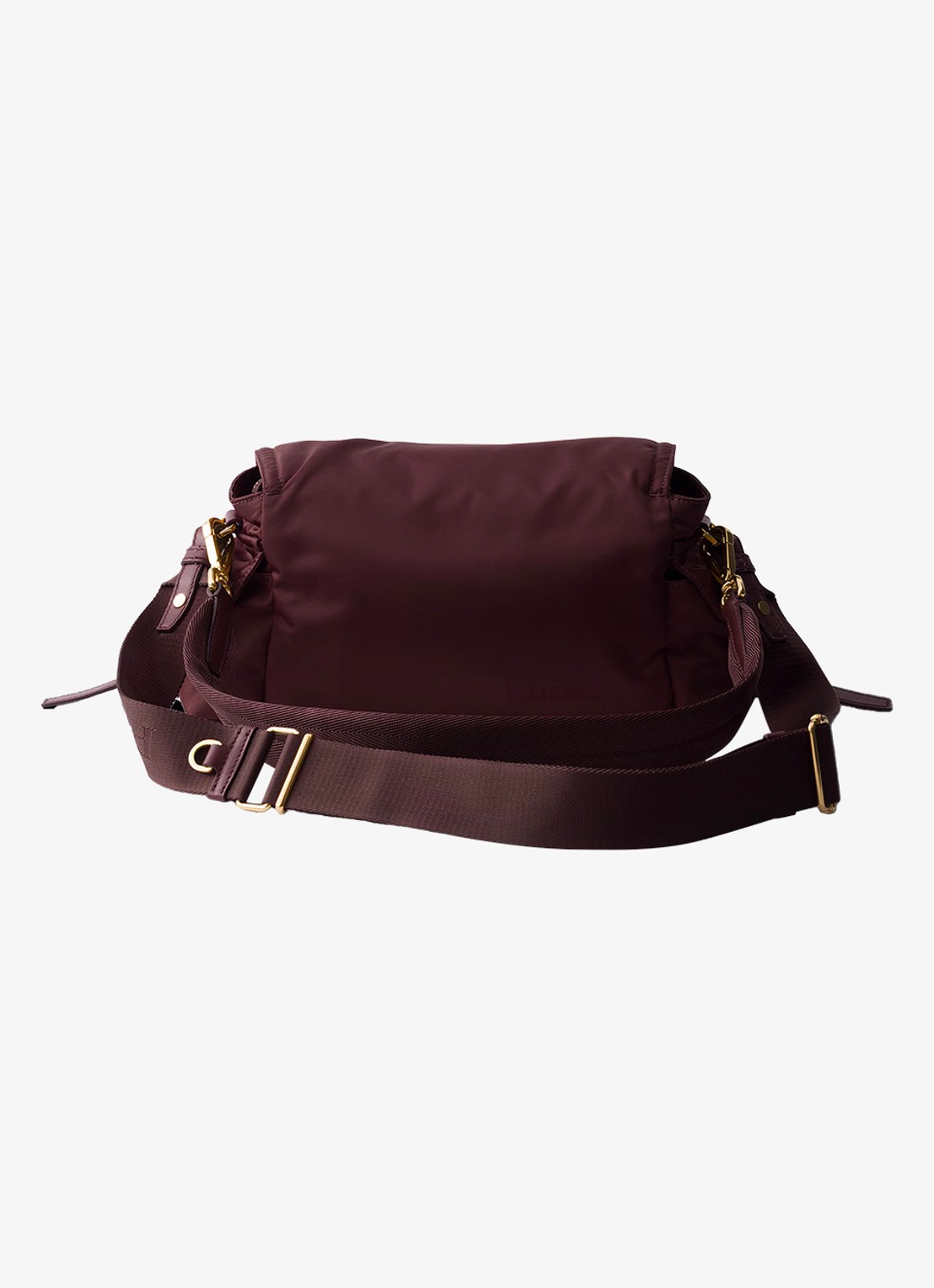 Prada Explore Re-Nylon Medium schoudertas met leren details - achterkant bordeauxrood