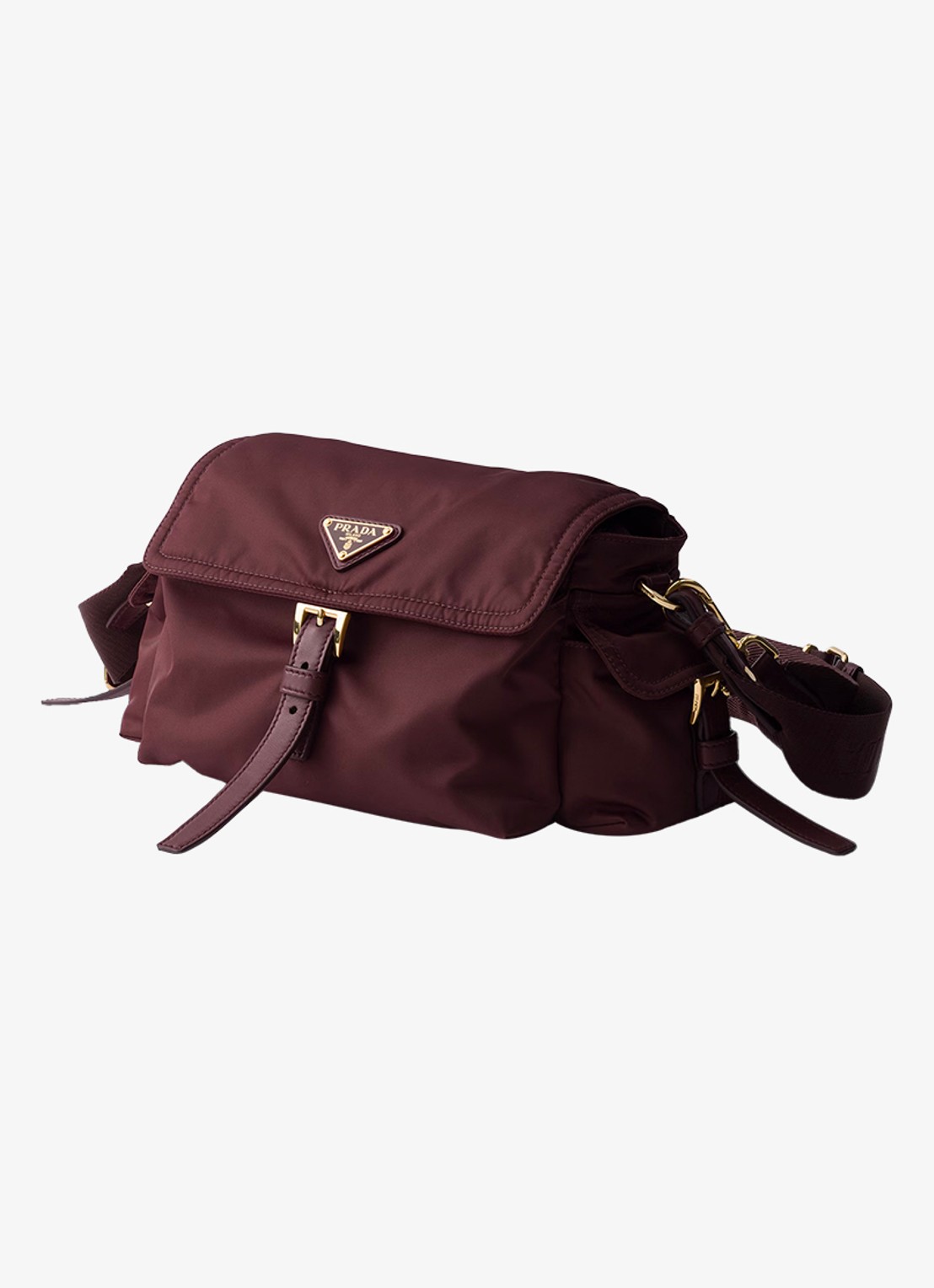 Prada Explore Re-Nylon Medium schoudertas met leren details - voorkant 3 bordeauxrood