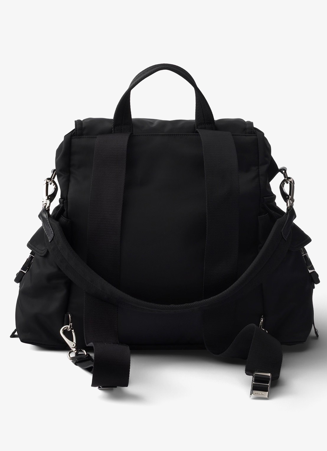 Prada Explore Re-Nylon rugzak met leren details - achterkant zwart
