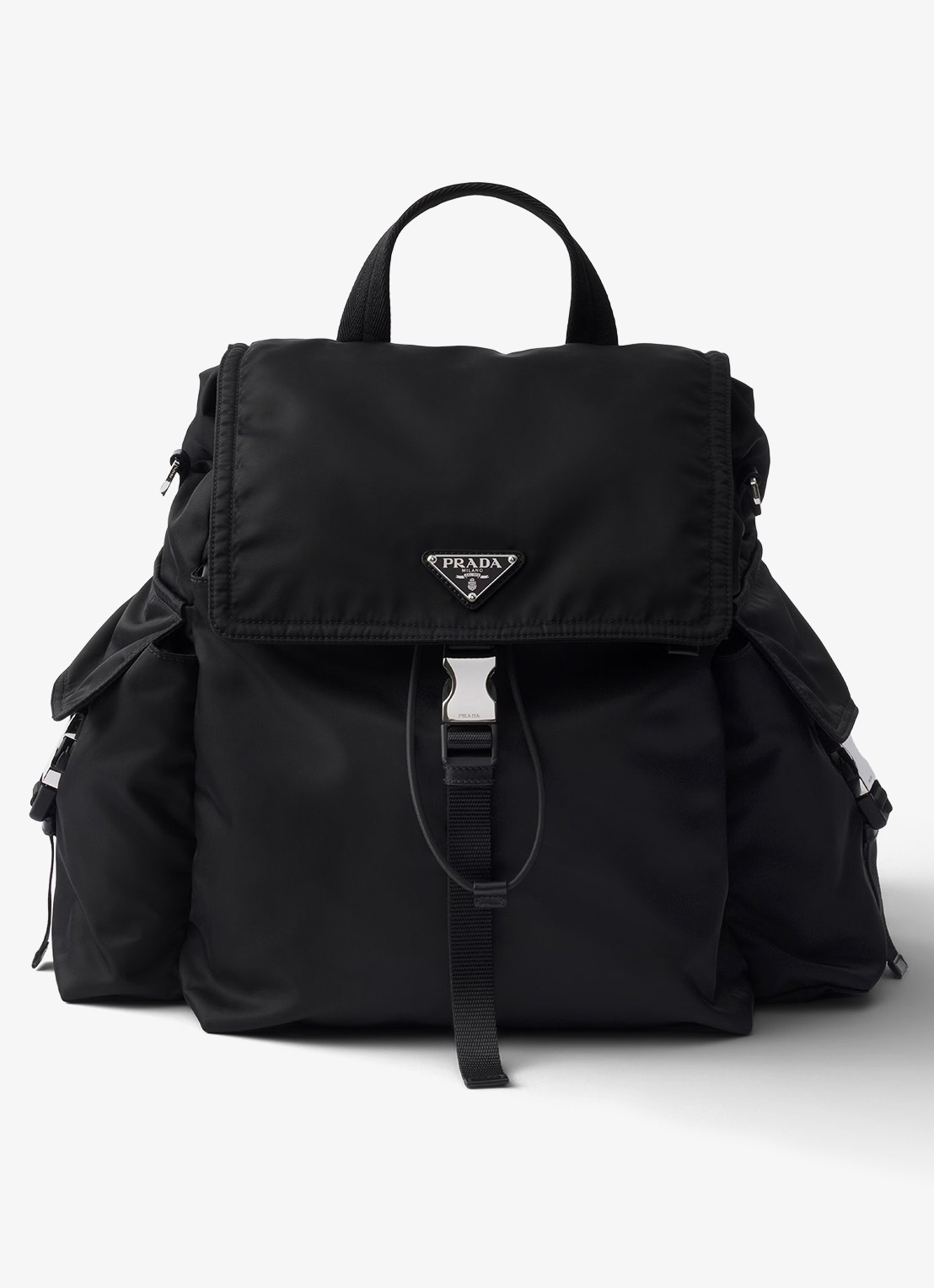 Prada Explore Re-Nylon rugzak met leren details - voorkant 2 zwart