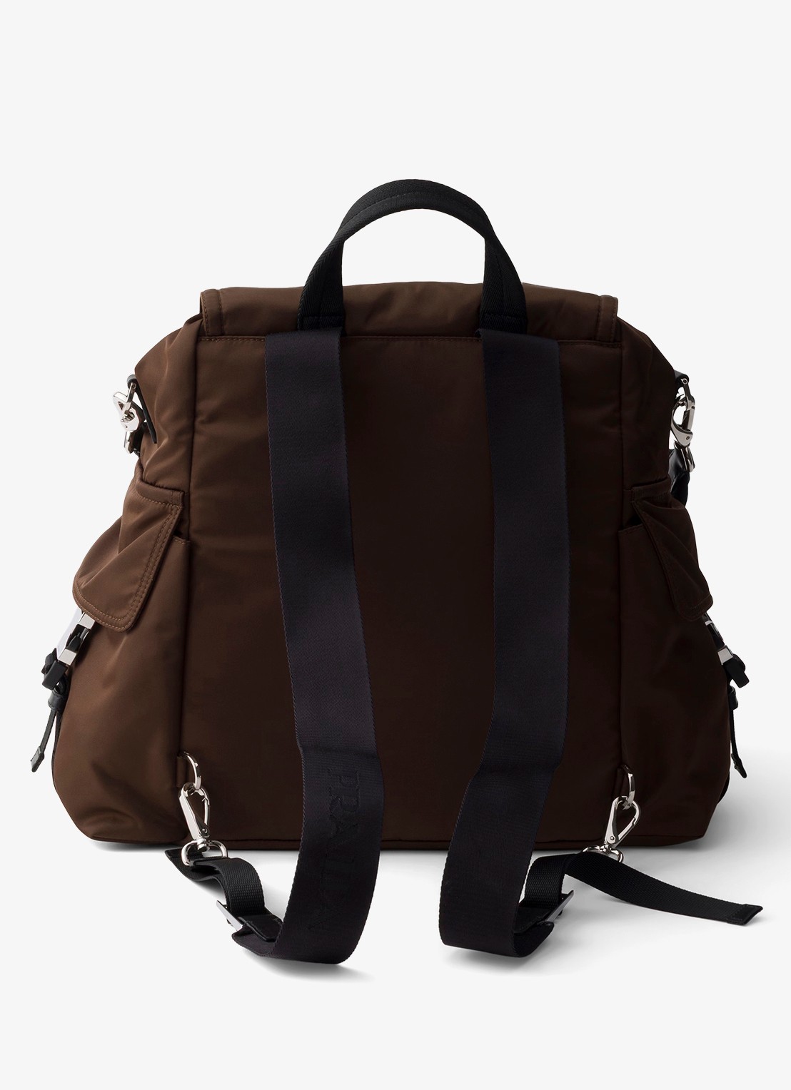 Prada Explore Re-Nylon rugzak met leren details - achterkant bruin