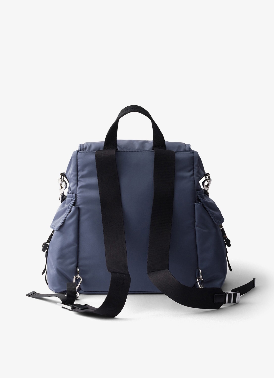 Prada Explore Re-Nylon rugzak met leren details - achterkant 7 blauw