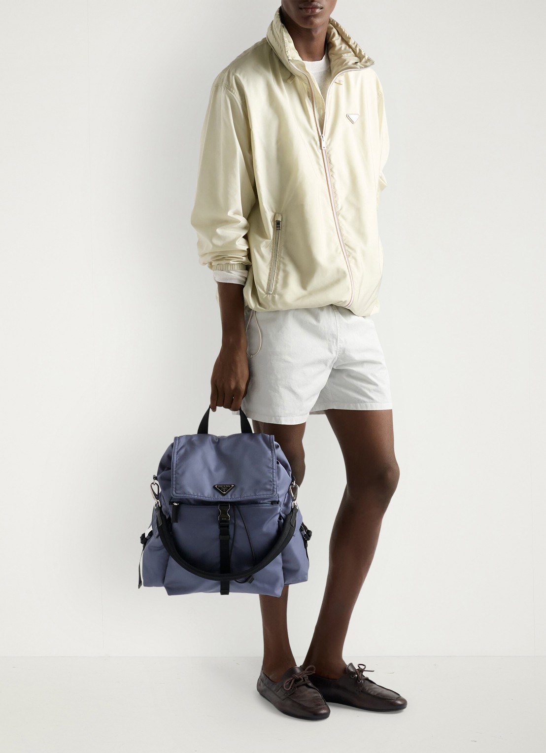 Prada Explore Re-Nylon rugzak met leren details - detail 6 blauw