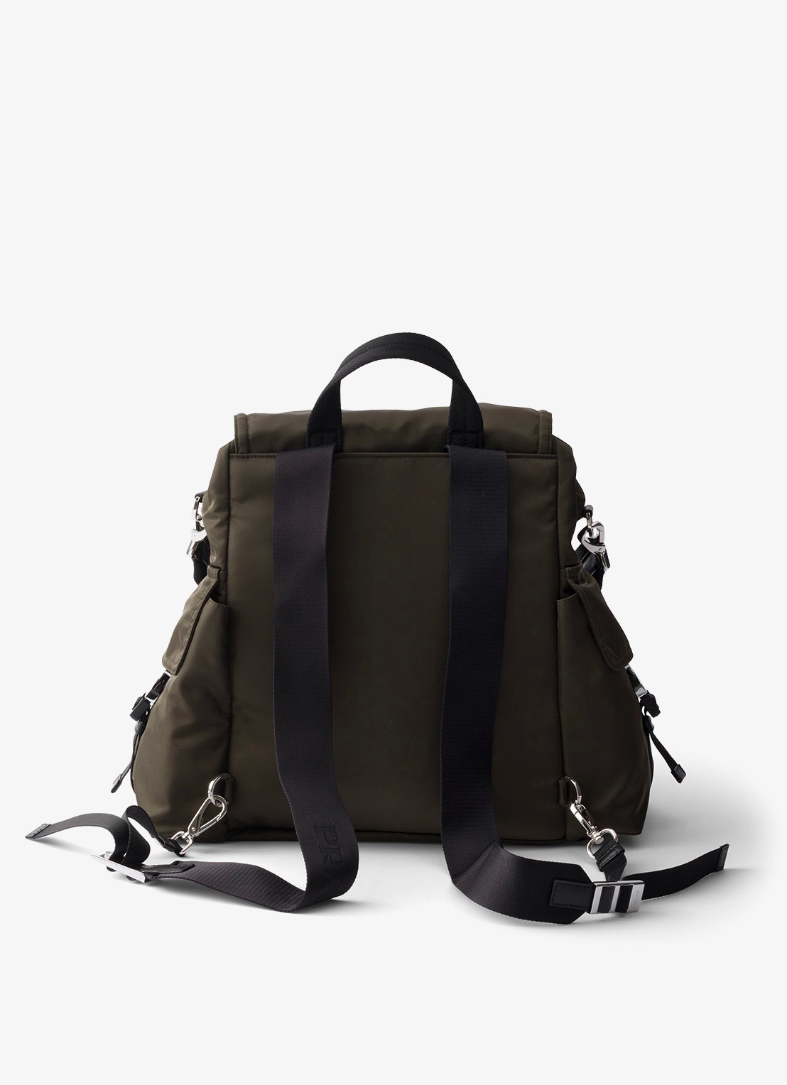 Prada Explore Re-Nylon rugzak met leren details - achterkant 7 legergroen