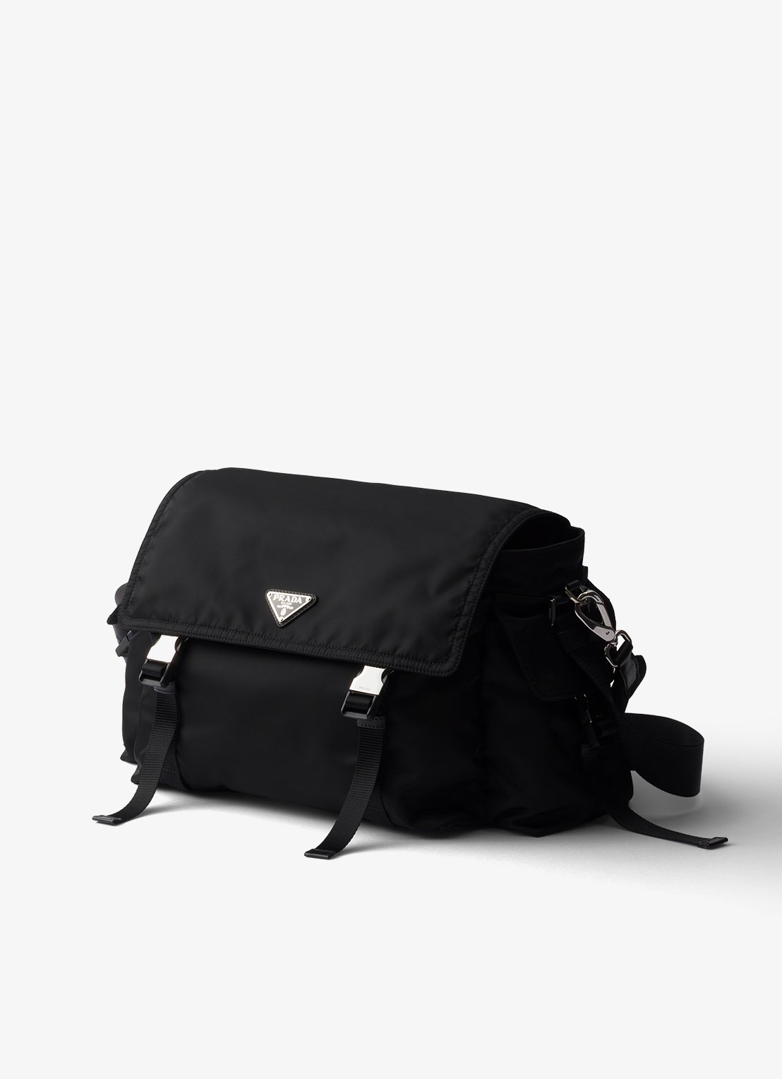 Prada Explore Re-Nylon schoudertas met leren details - voorkant 5 zwart