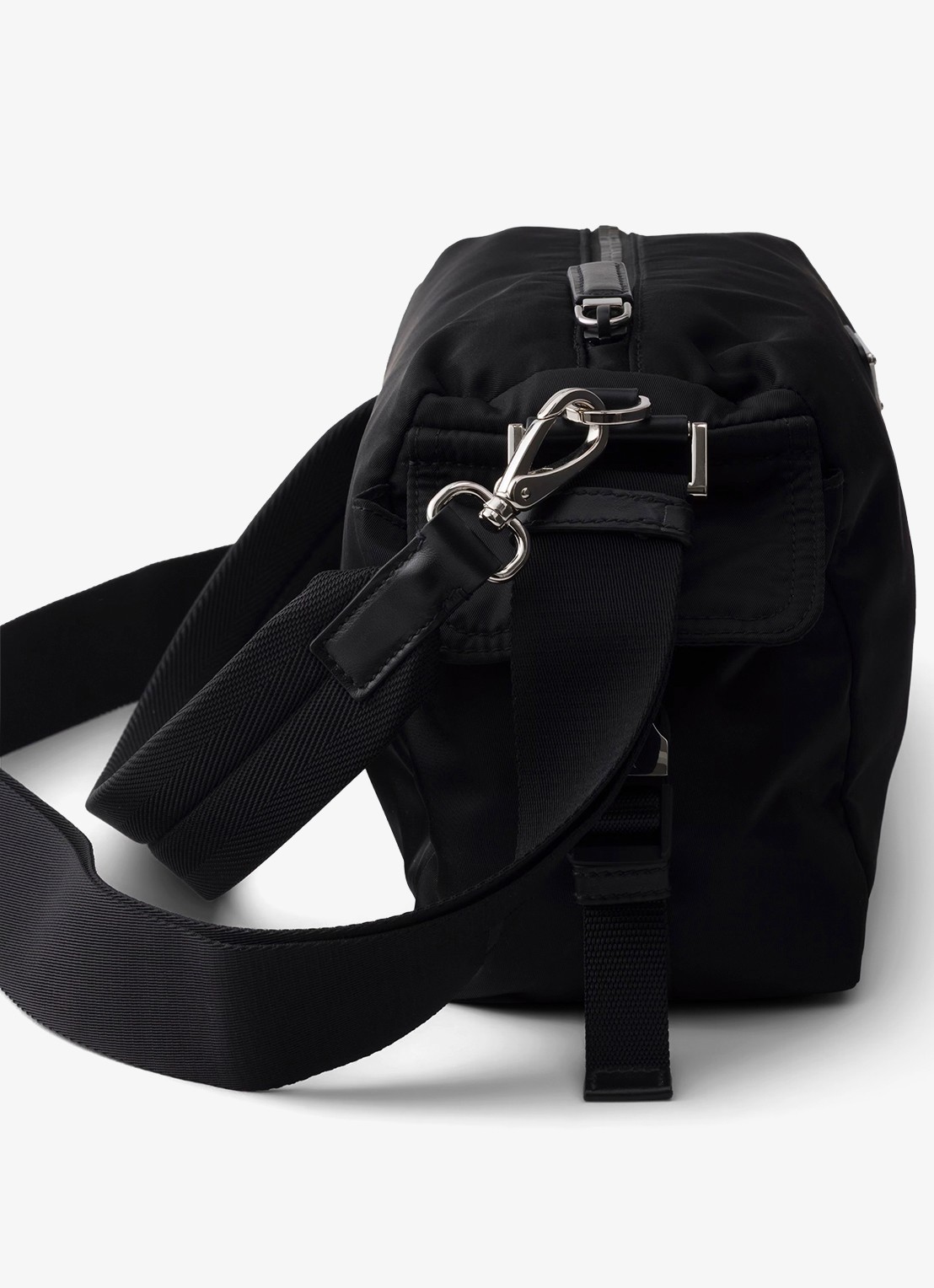 Prada Explore Re-Nylon schoudertas met leren details - detail zwart